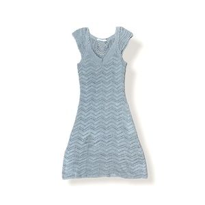 ATHLETA Womens Gray Crocheted Dress w/ Cap Sleeves